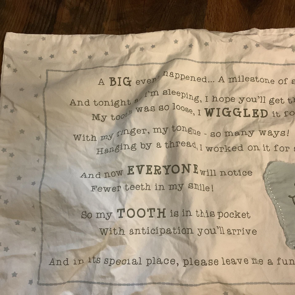 Mud Pie~Tooth Fairy Pillowcase~Standard Size~White Neutrals/Light Blue Highlight - Image 3 of 4