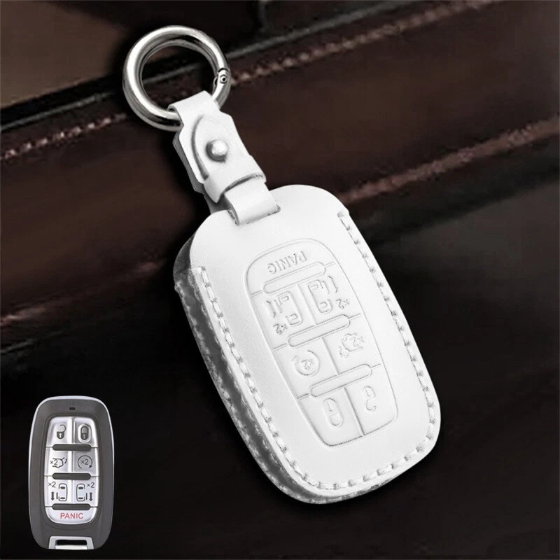 Genuine Leather Car Key Fob Case Cover Holder Bag For Chrysler Pacifica 2017- 21 Foto 4 de 4