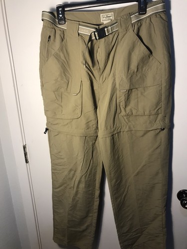 Men's tan LL BEAN convertible pants zip 