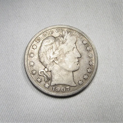 1907-D Barber Silver Half Dollar Coin w/ CH VG AK93