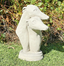 GREYHOUND BUST TRIBUTE STATUE Cement Concrete Trophy Monument Outdoor Patio Home