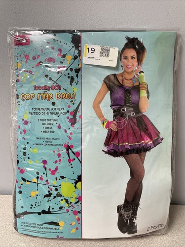 Adult 80’s Pop Star Dress Costume. One Size Fits Most
