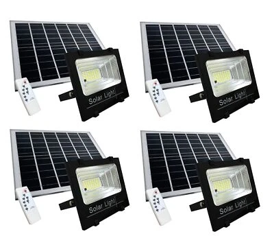 4 X Faro A Led Da 100 Watt SMD Luce Bianca Con Pannello Solare E Sensore