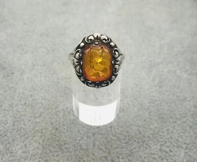 835/- Silberring, Bernstein, Gr. 56, guter Zustand - Bild 1 von 2