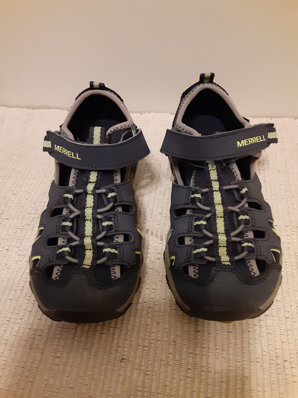 Boys Merrell Sandals Size ML B H2O Hiker Size 2M Blue Yellow Outdoor Waterproof