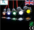 Round LED Waterproof 6mm 8mm 10mm 12mm 14mm 5V 12V 24V 220V Red, White, Blue