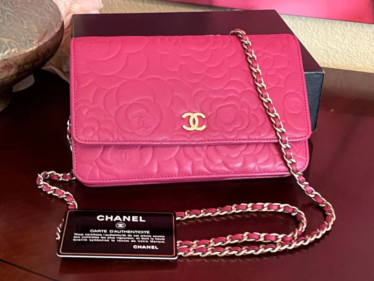 Chanel 22C Pink Caviar Mini Clutch With Chain Gold Card Shoulder Crossbody  Bag