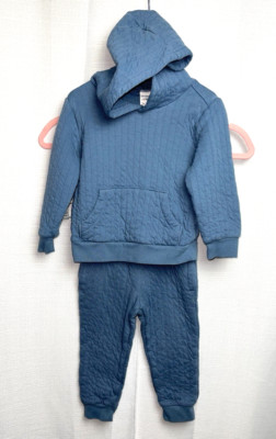 Carters Toddler Quilted Hoodie Sweat Suit Set Size 3T Blue B*H