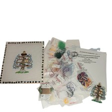 Embroidery Lot - Cross Stitch Tree Birdhouse Bunny Easter Threads Frame - AS IS