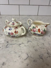 Erphila Cherry Chintz Floral Creamer And Sugar Bowl