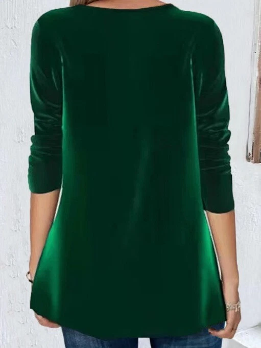 New Women's Sparkly Sequins Tunic Long Sleeve Tops Blouse Christmas Shirts - Image 4 of 4