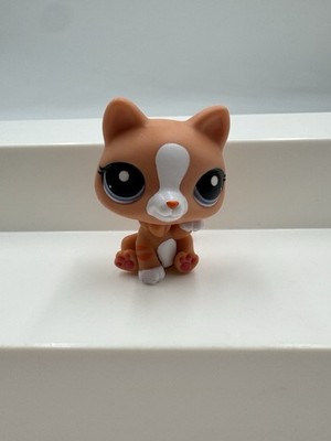 Littlest Pet Shop 2095 LPS Authentic Tokyo Cat Orange White Striped Blue Eyes