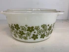 Vintage Pyrex 474-B Crazy Daisy Green Spring Blossom 1 ½ QT CASSEROLE With Lid
