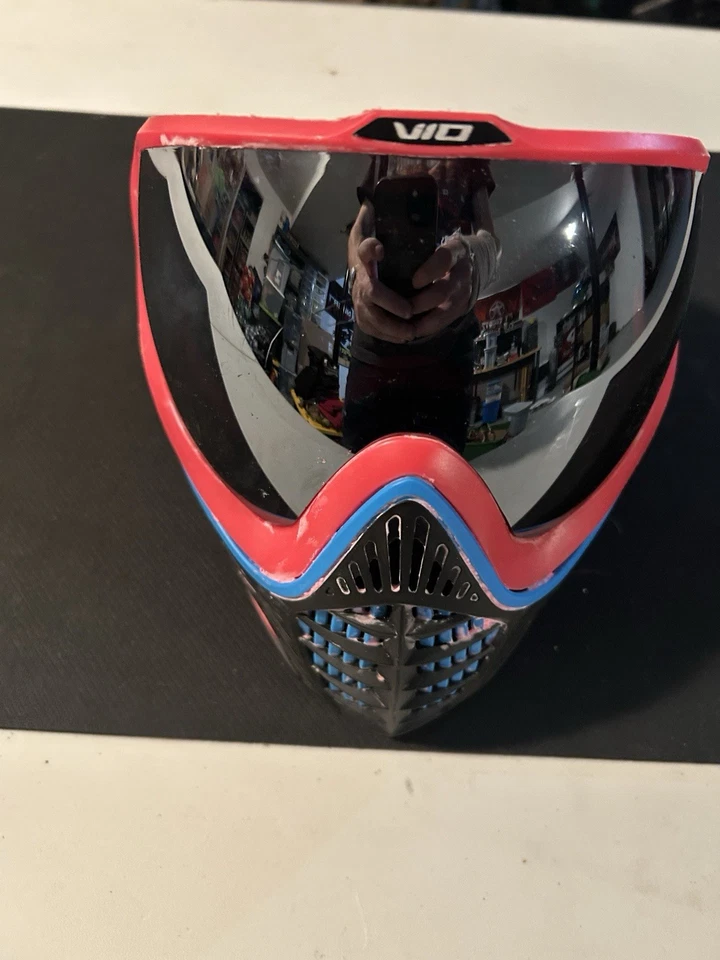 Máscara de paintball virtud vio. Lente espejada azul y rosa. MASCARILLA USADA. Paintball Foto 3 de 4