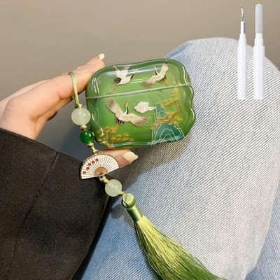 with 3 Case Soft with Cleaner Kit Keychain Cute Lucky Elegant Crane Cover for...