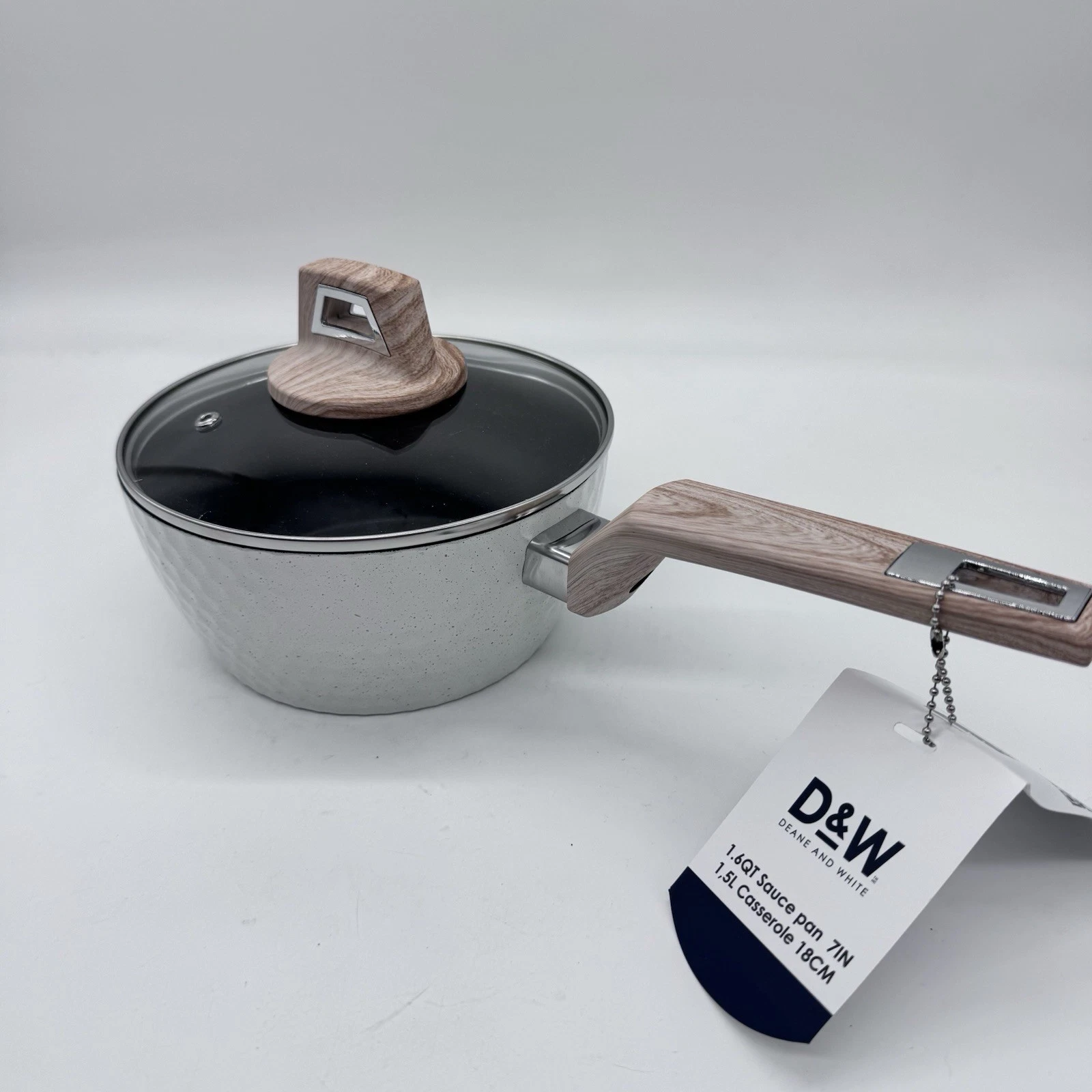 D&W Saucepan Casserole Pot NonStick With Lid 7 inch Small StockPot 1.6 Qt