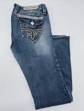 Rock Revival Women's Gwen Easy Straight 29 Embroidered Jeans Embellished