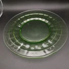 VTG Anchor Hocking Green Vaseline Depression Block Optic Uranium Plate 8.25"