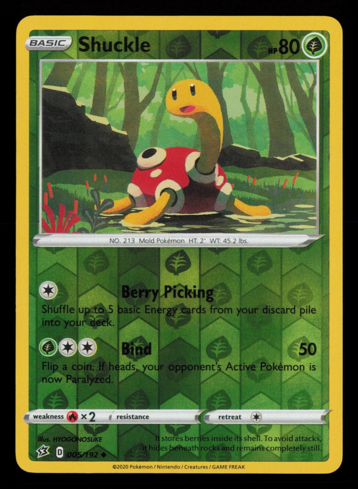 Shuckle 005/192 Uncommon Rebel Clash Pokemon Reverse Holo Near Mint