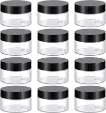 36 Pack 1 Oz Plastic Container Jars with Lids BPA Free, Empty round Clear Cosmet