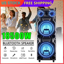 Dual 12" PA Loudspeaker BT Karaoke Speaker Rechargable Bass/Treble Adjustment