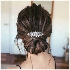 Crystal Wedding Hair Comb Silver Pearl Barrette Bridal Headpieces Decorative