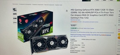 MSI NVIDIA GeForce RTX 3060 Ventus 3X 12GB GDDR6 OC Version 3 Cooling Fans