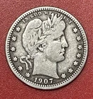 1907 O Barber Silver Quarter, VF.