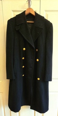 Vtg 50s US Navy Officer's Bridge Coat Dbl Breastd 100% Wool 38L