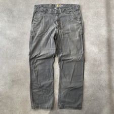 Carhartt Carpenter Trousers Mens 36" Relaxed Straight Leg Workwear Pants, Grey
