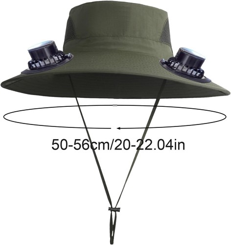 Outdoor Sonnenhut mit breiter Krempe und 2 Solarventilatoren UV-Schutz Wandern Camping Angeln - Bild 19 von 22