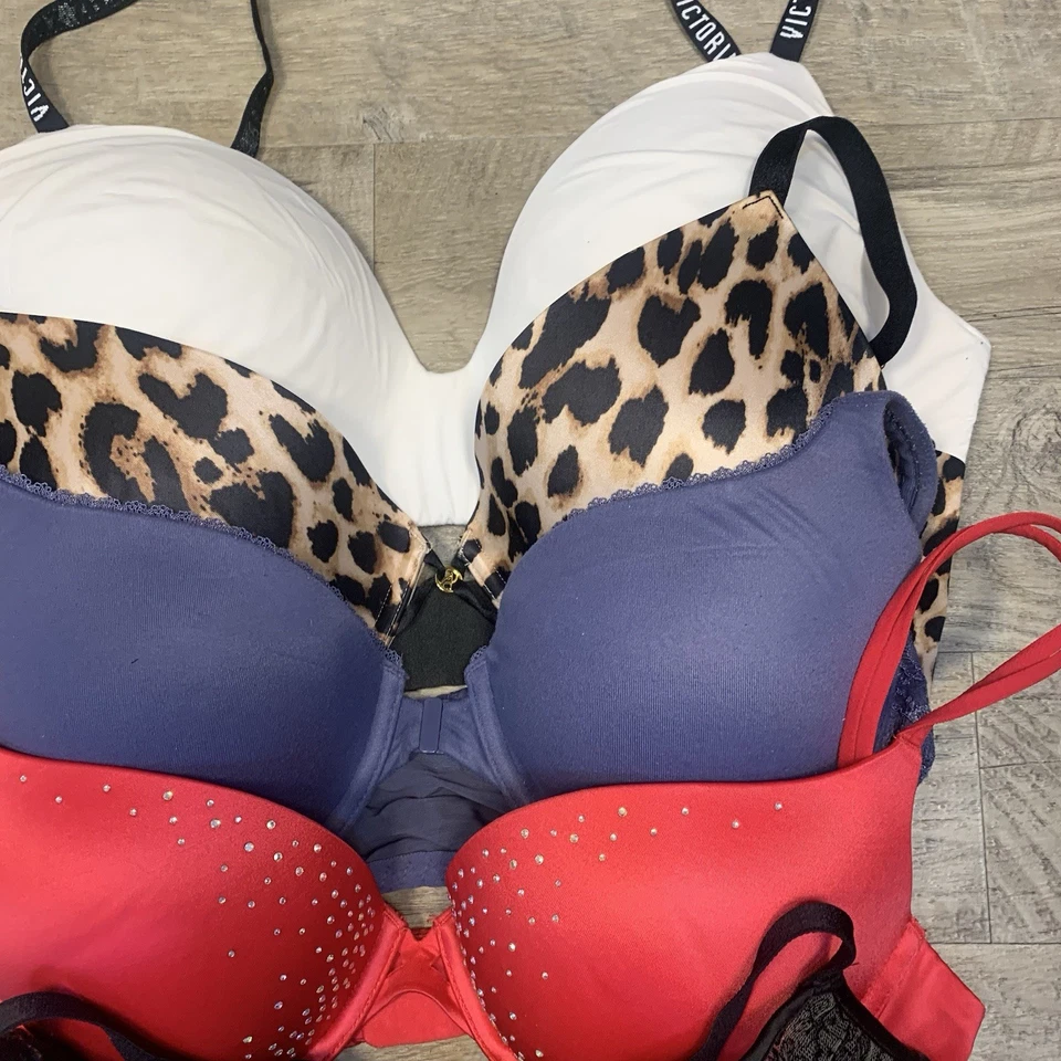 Victoria Secret Paquete 5 Sujetadores Variedad Encaje Demi Lentejuelas Push Up Corte Bajo 36 D Foto 3 de 4