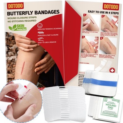 Butterfly Bandages Emergency Wound Closure - HSA or FSA Eligible - Dotodo 12P...
