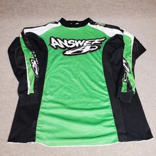 Vtg Answer Racing Motocross Jersey Men Large Green Long Sleeve 90s Made In USA