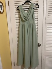 Azazie Sage Green J16 long dress bridesmaid, flower girl, formal