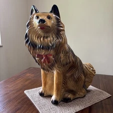 Vintage 1962 Silvestal Brothers Chalkware  Collie Dog Piggy Bank 21” Tall