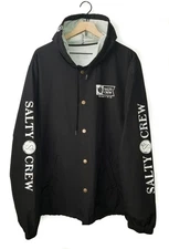 Salty Crew Hooded Windbreaker Jacket Black Waterproof Nylon Fishing Mens NEW XL