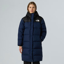 Women's The North Face Nuptse Parka Long Coat Navy Blue Large New RRP £400