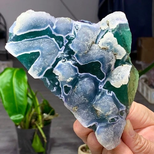 1.79LB Natural transparent purple cubic fluorite mineral sample Inner Mongolia