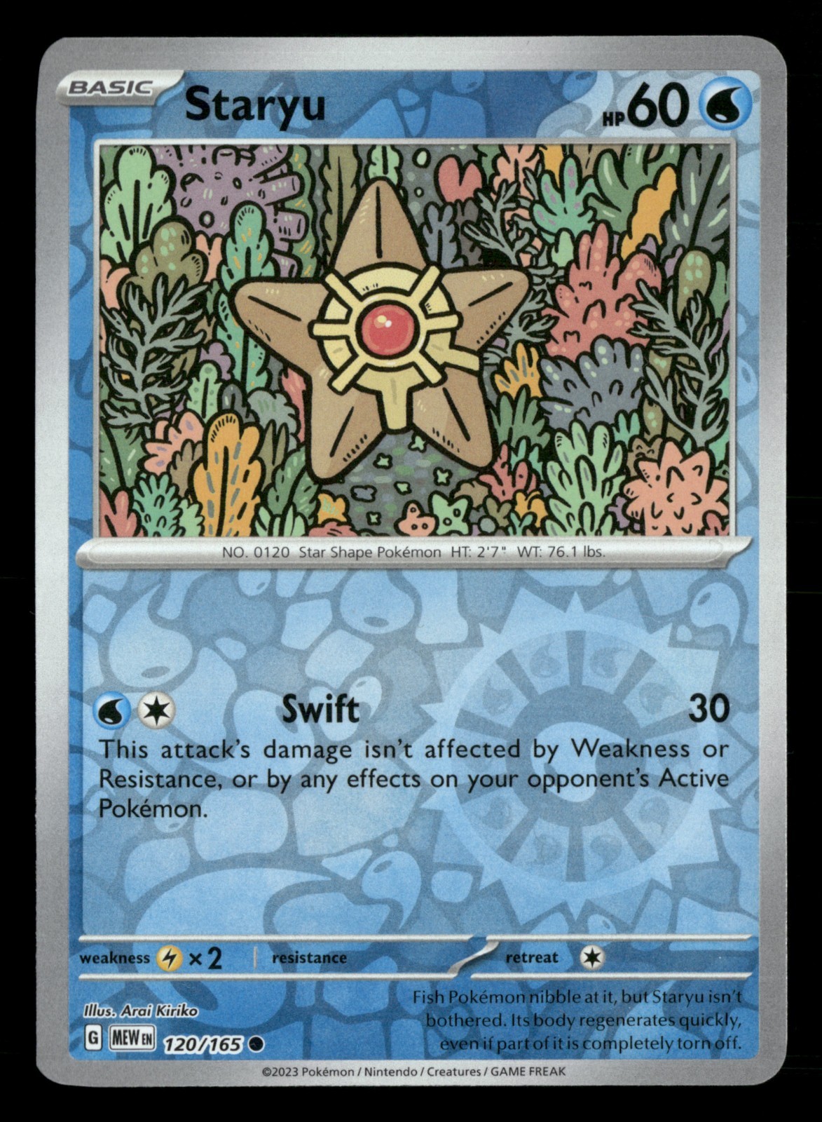 Staryu - 120/165 - Reverse Holo - 151 - Pokemon Card - NM/M