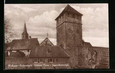 Wolframs-Eschenbach, Unterer Turm und Jugendherberge, Ansichtskarte 1922 
