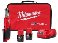 New Milwaukee M12 FUEL 3/8" High Speed Ratchet 2567-20 & 2X CP2.0 Battery Kit