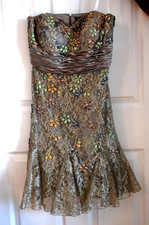 Jovani Strapless Lace Appliqu Beaded Dress, Sz 8