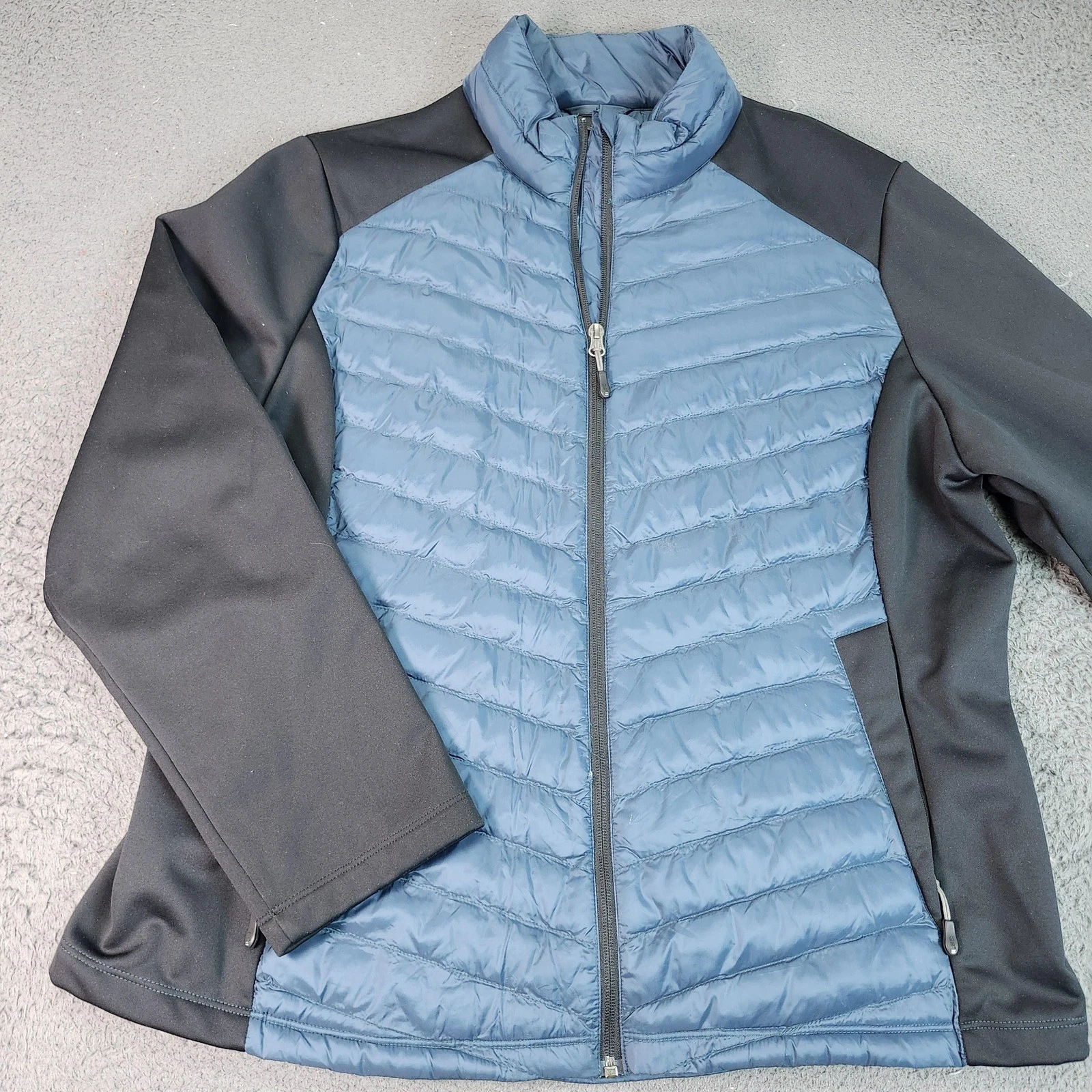 32 Degrees Heat Jacket Womans 2XL Blue Softshell Quilted Puffer Insulated Zip