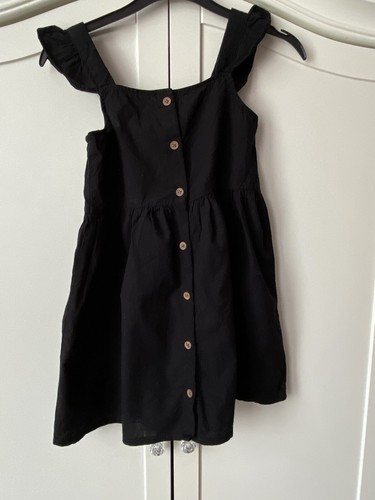 H&M Girls Black Frill Summer Dress Age 4-5 Years