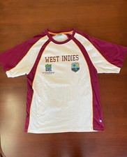 West Indies ICC Cricket Jersey 2007 white polo burgundy Medium