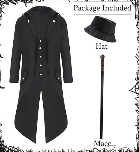 Steampunk Tailco Disfraz Renacimiento Feria Niños M (8-10) Sombrero Chaqueta Bastón Gótico - Imagen 6 de 7