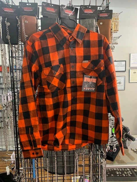 Men s Black Orange Flannel Shirt Size 3XL