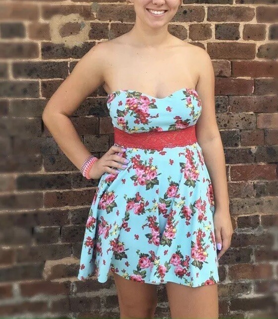 Velvet Room Floral Empire Waist Strapless Short Dress Size Small Velvet Room Floral Empire Waist Strapless Short Dress Size Small