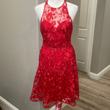 David  s Bridal Lace Halter Sleeveless MIDI Dress